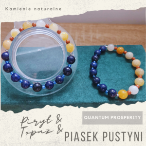 Bransoletka– piryt, topaz, piasek pustyni