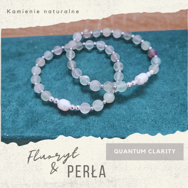 Bransoletka „Quantum Clarity” – fluoryt, perła