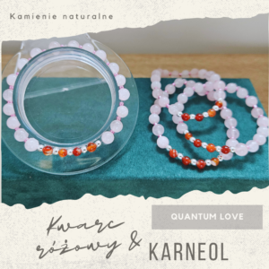 Bransoletka– kwarc różowy&karneol