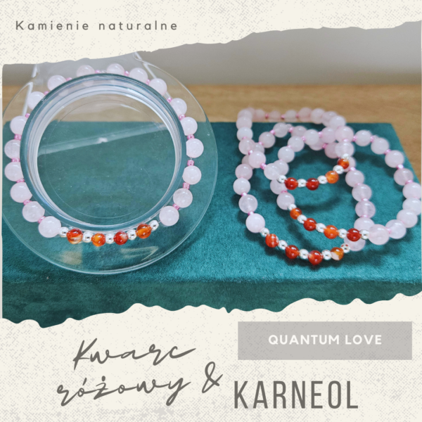 Bransoletka „Quantum Love” – kwarc różowy&karneol