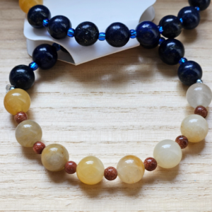 Bransoletka– piryt, topaz, piasek pustyni
