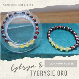 Bransoletka– cytryn&czerwone tygrysie oko